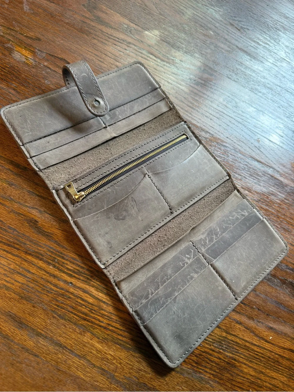 Portland Leather Brown Women's Card Holder Wallet with Snap Strap